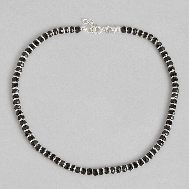 Black Beads 925 Sterling Silver Nazariya Anklet