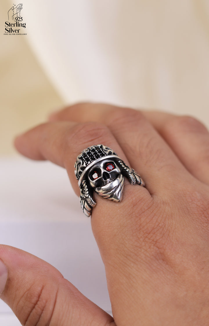 Pirates Skull Men 925 Sterling Silver Ring