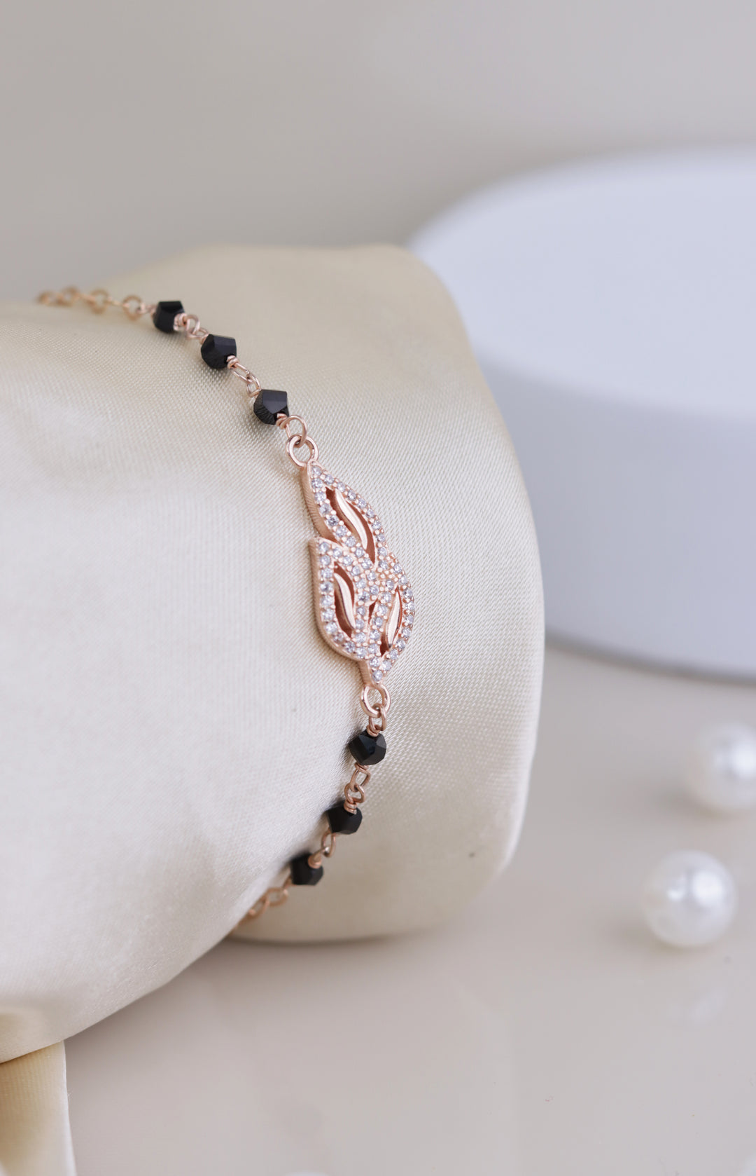 Flower Beads 925 Sterling Silver Rose Gold Bracelet