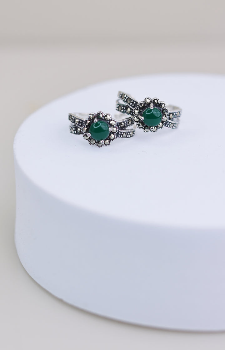 Marcasite Green 925 Sterling Silver Women Toe Ring