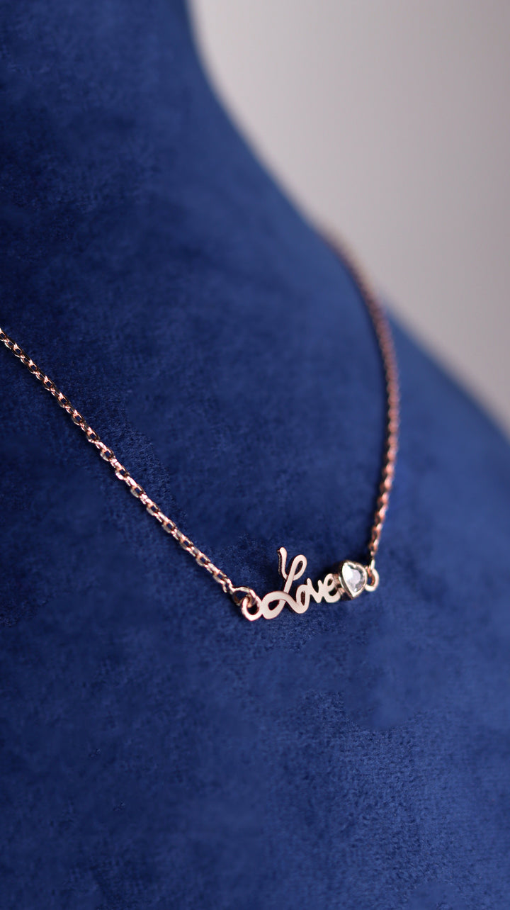 Radiant Love Rose Gold 925 Sterling Silver Chain Pendant